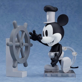 1010a Nendoroid Mickey Mouse Figure: 1928 Ver. (Black & White) - Steamboat Willie Chibi Display