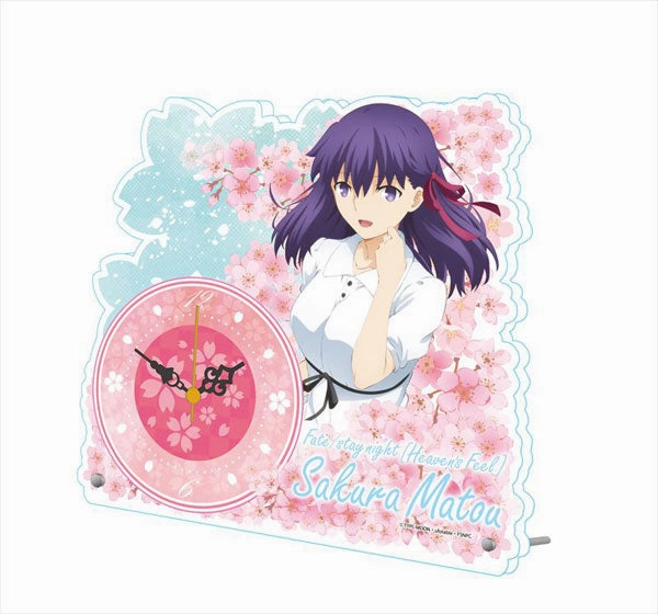 Movie "Fate/stay night [Heaven's Feel]" Acrylic Table Clock Sakura Matou Cat Figurine Indie Game