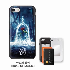 Special Gift Movie Figure Disney Beauty & The Beast Rose iPhone Door Card Mirror Anti-Drop Case