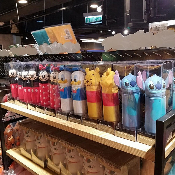 Disney Mickey Minnie Donald Pooh Stitch Head Silicon Pen Case Robot Toy