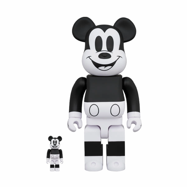 BE@RBRICK MICKEY MOUSE (B&W 2020 Ver.) 100?? & 400?? Blue Ribbon Sports Player