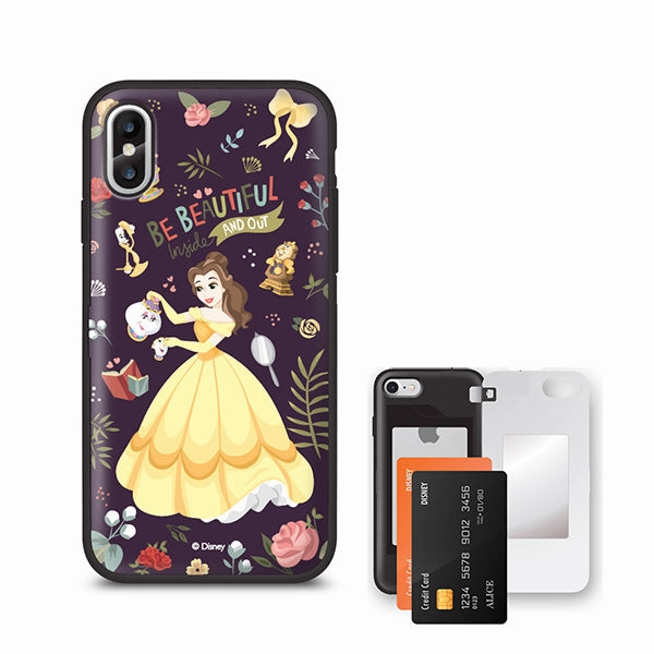 Dog Statue Disney Beauty & The Beast Belle Be Beautiful iPhone Card Mirror Case